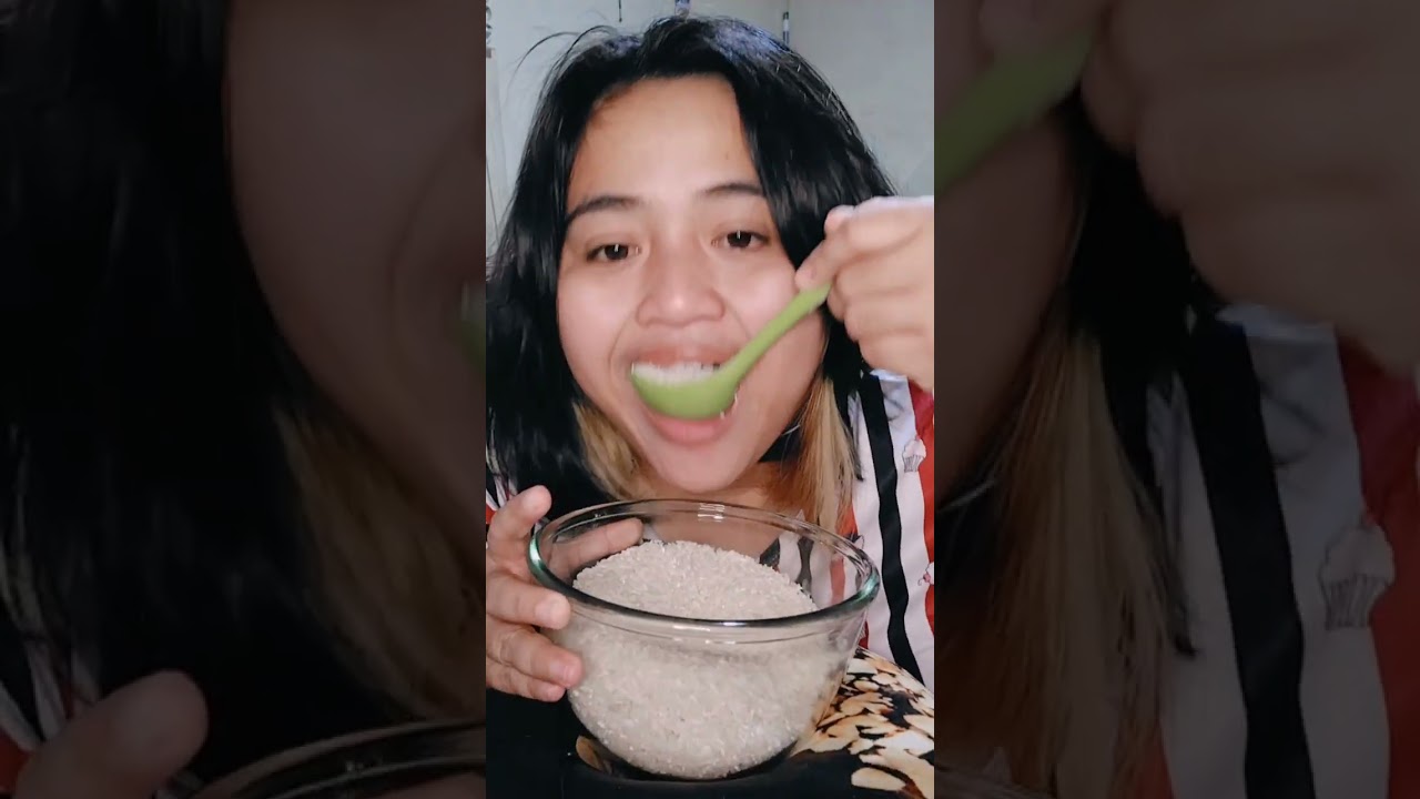 Asmr beras mentah di mangkok bening besarr