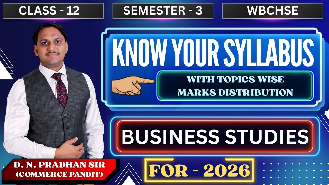 Business Studies Syllabus | Topic Wise Marks Distribution | Class - 12, Semester - 3 | WBCHSE | 2026