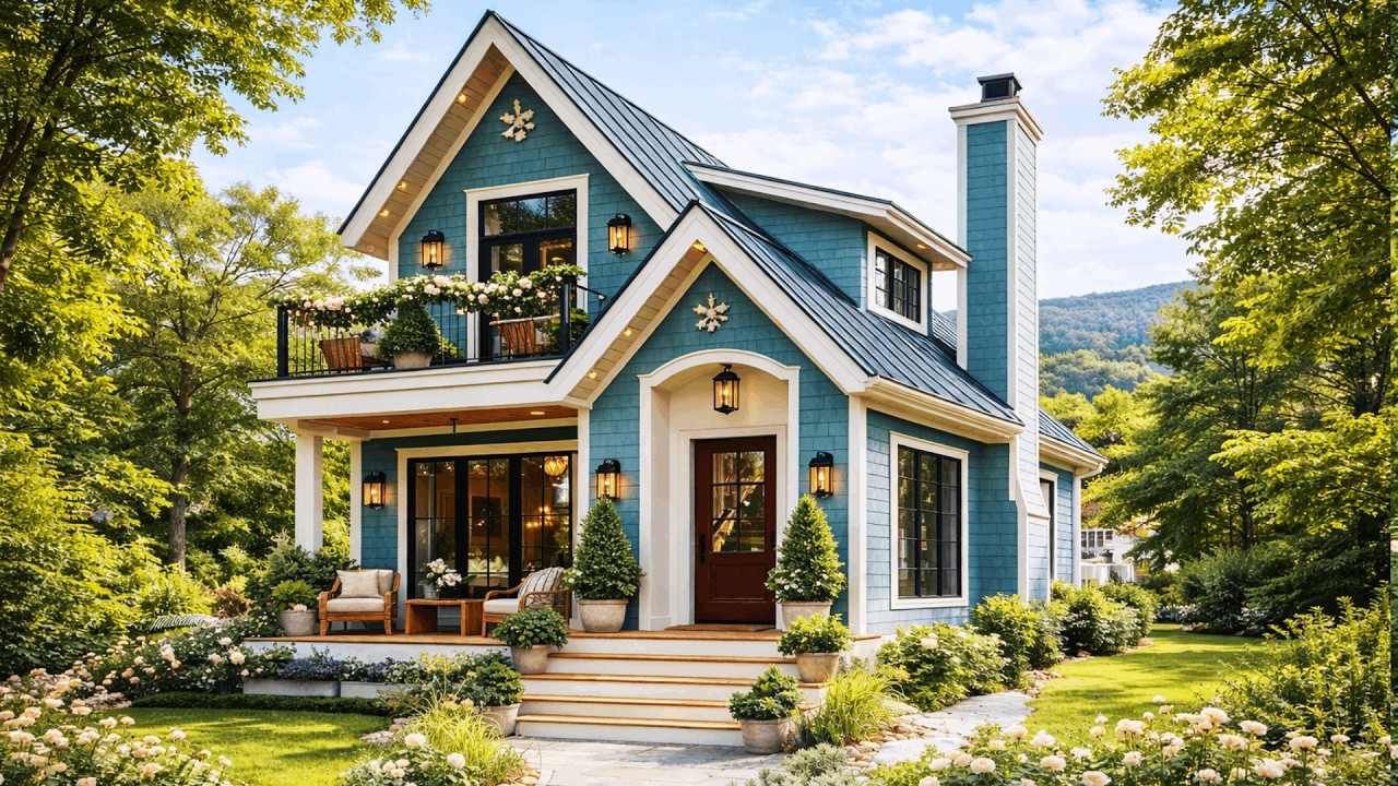 This Teal Cottage in the Woods Feels Like a Movie Set