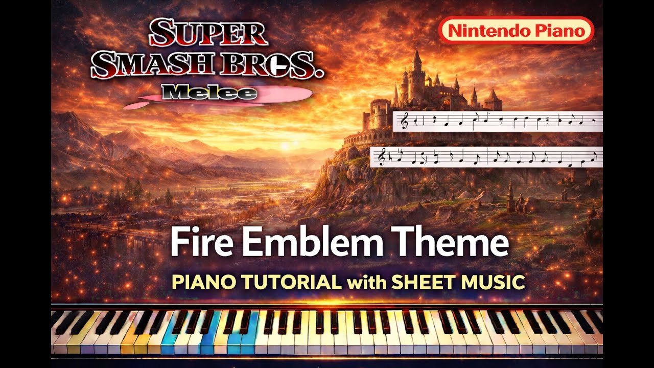Super Smash Bros. Melee - Fire Emblem Theme Piano Tutorial With Sheet Music