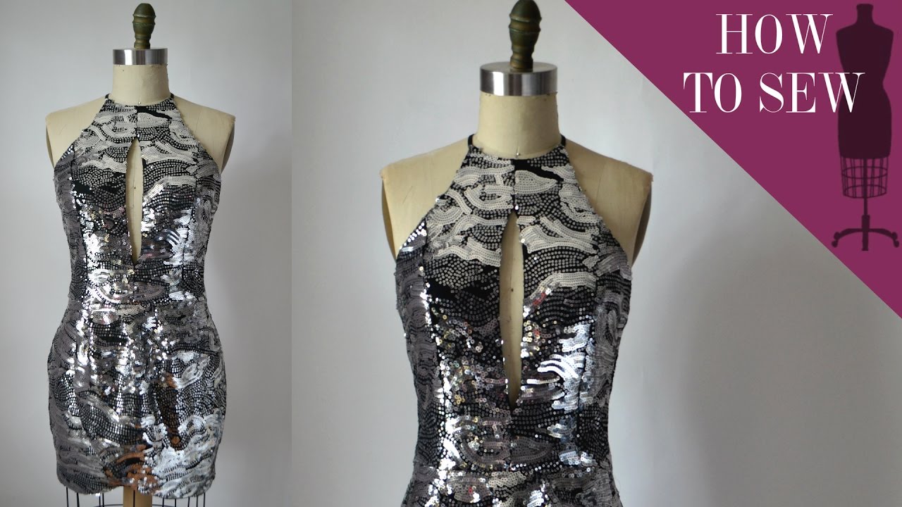 How To Sew A Sequin Halter Tulip Mini Dress