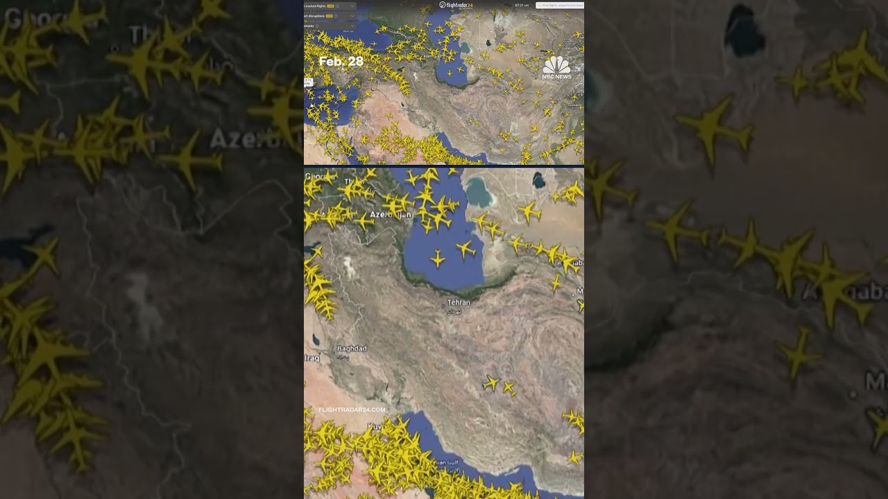 Flight animation shows planes avoiding Iranian airspace