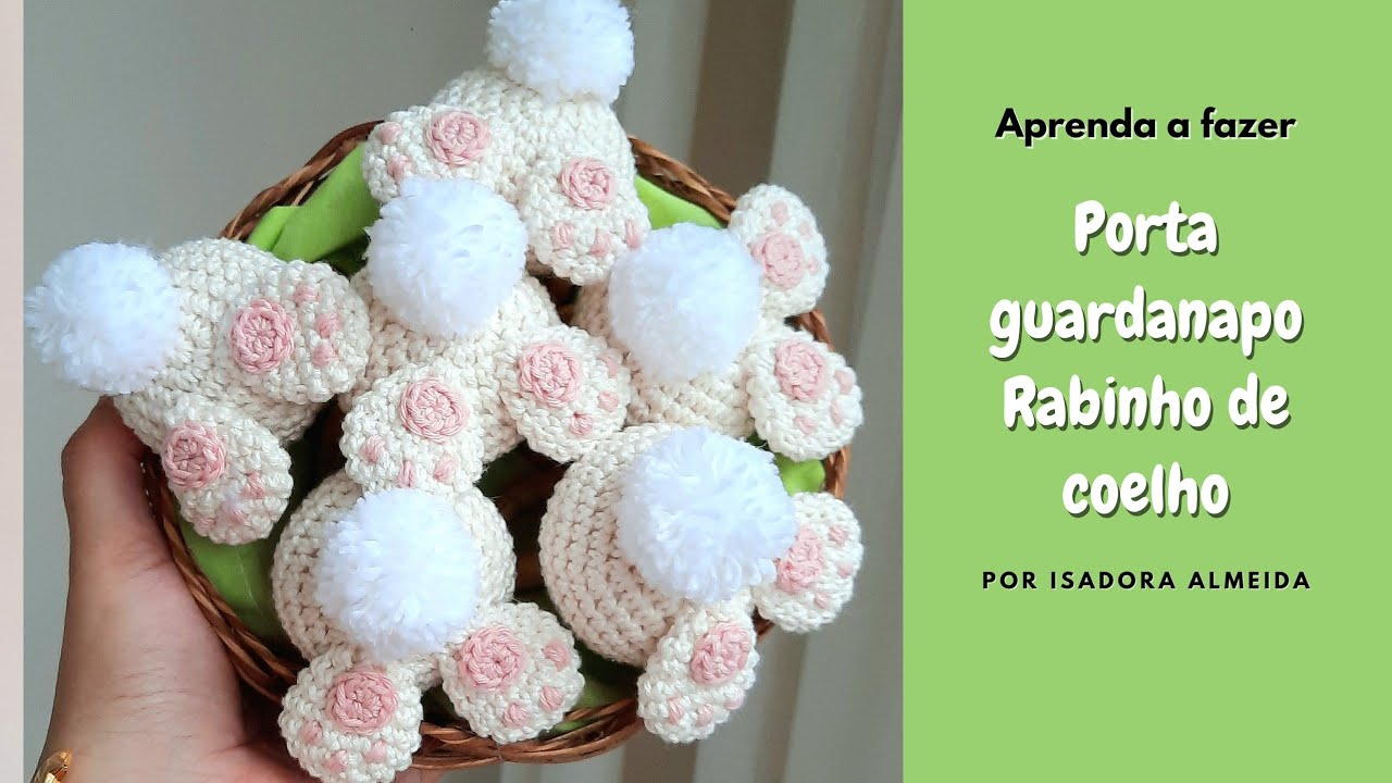 Porta guardanapo Rabinho de coelho em amigurumi para mesa posta de Páscoa| Adora mesa posta