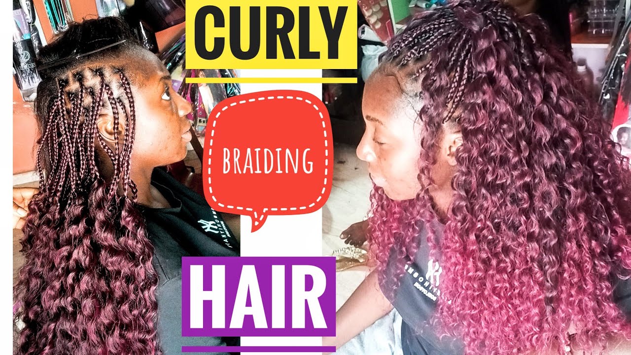 ​How to make box braids with curly hair extension tutorial