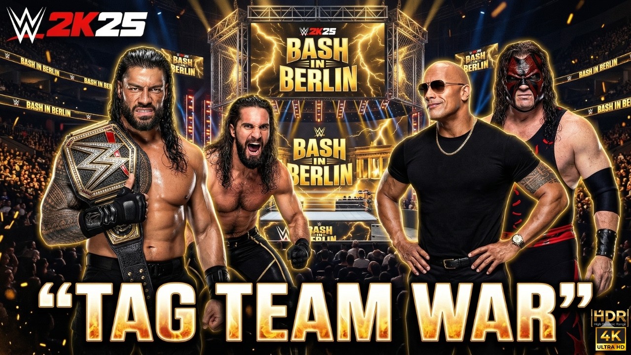 Roman Reigns & Seth Rollins vs Rock & Kane! 🔥 Bash in Berlin | WWE 2K25