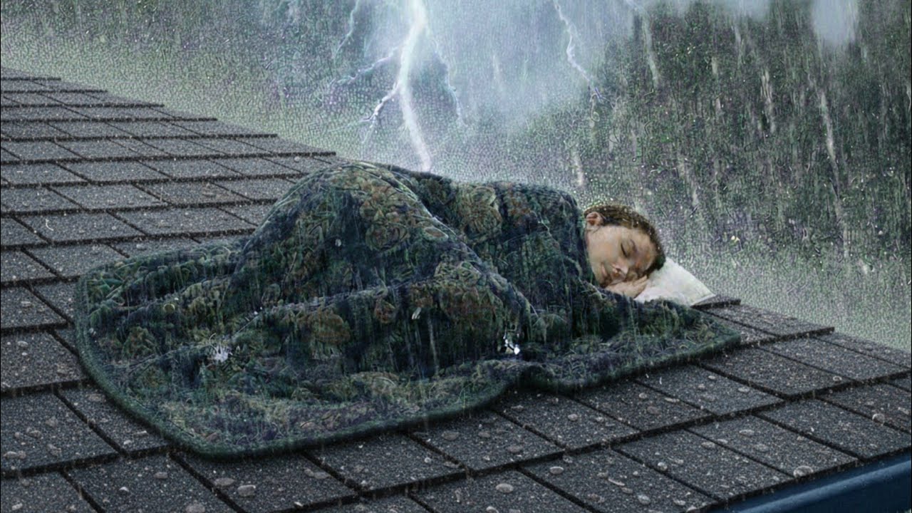 No ads Rain Sounds for Sleep, Study, Relaxation | Huge Rain on Roof & Powerful Thunder