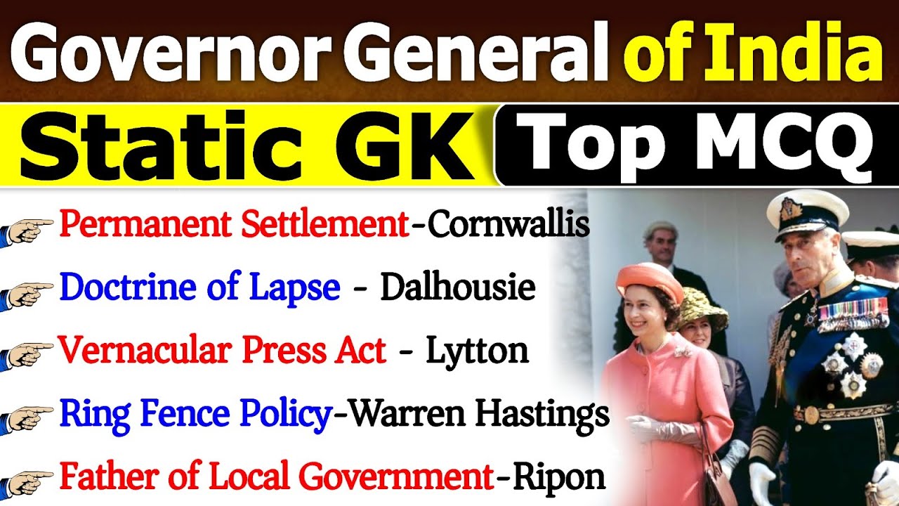 Governor General Of India & Viceroys of India | Important Facts Governor General | History Gk MCQs