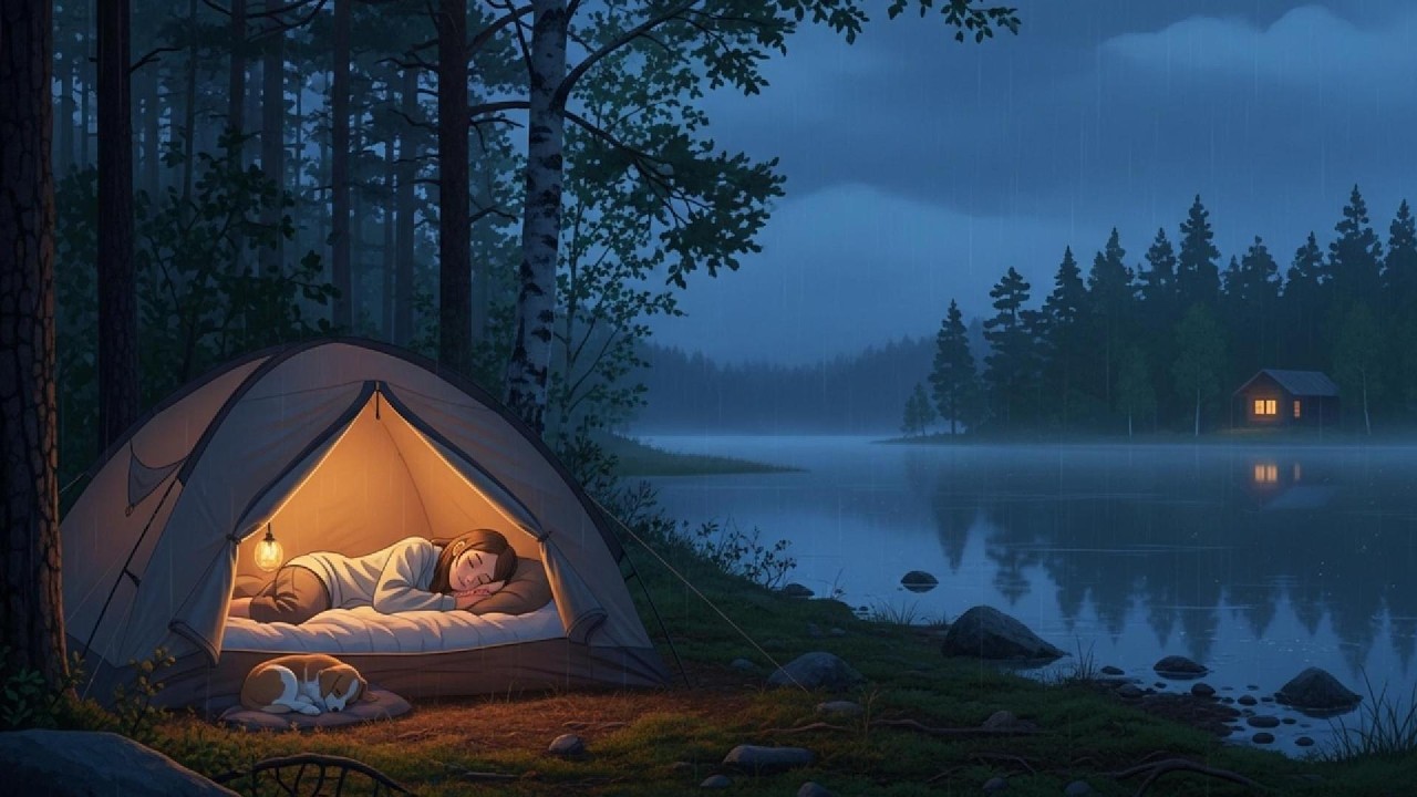 Fall Asleep in 5 Minutes 🌧️ Rainy Lake Camping Night | Deep Relaxation 睡眠・癒し・安心