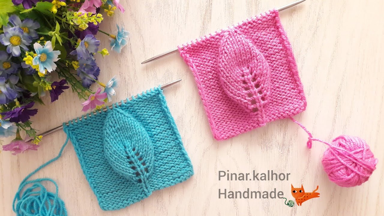 برگ برجسته بافتنی-knitting pattern-örgü yaprak yapım
