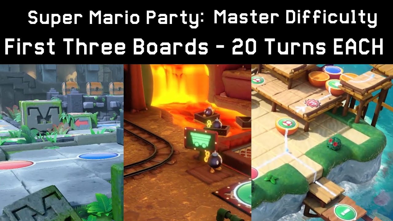Super Mario Party: Master Difficulty First Three Boards - 20 Turns EACH