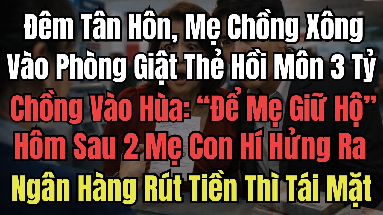Đêm Tân Hôn, Mẹ Chồng Xông Vào Phòng Giật Thẻ Hồi Môn 3 Tỷ, Chồng Vào Hùa Nói “Để Mẹ Giữ Hộ” - Hôm