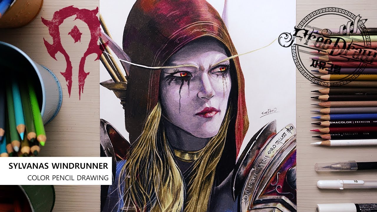 WOW SYLVANAS WINDRUNNER (실바나스 윈드러너)  colored pencil drawing 색연필그림