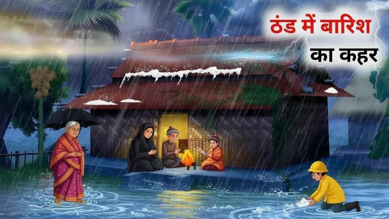 ठंड में बारिश का कहर | Hindi Moral stories | Hindi cartoon video #mittitoons #moralstories