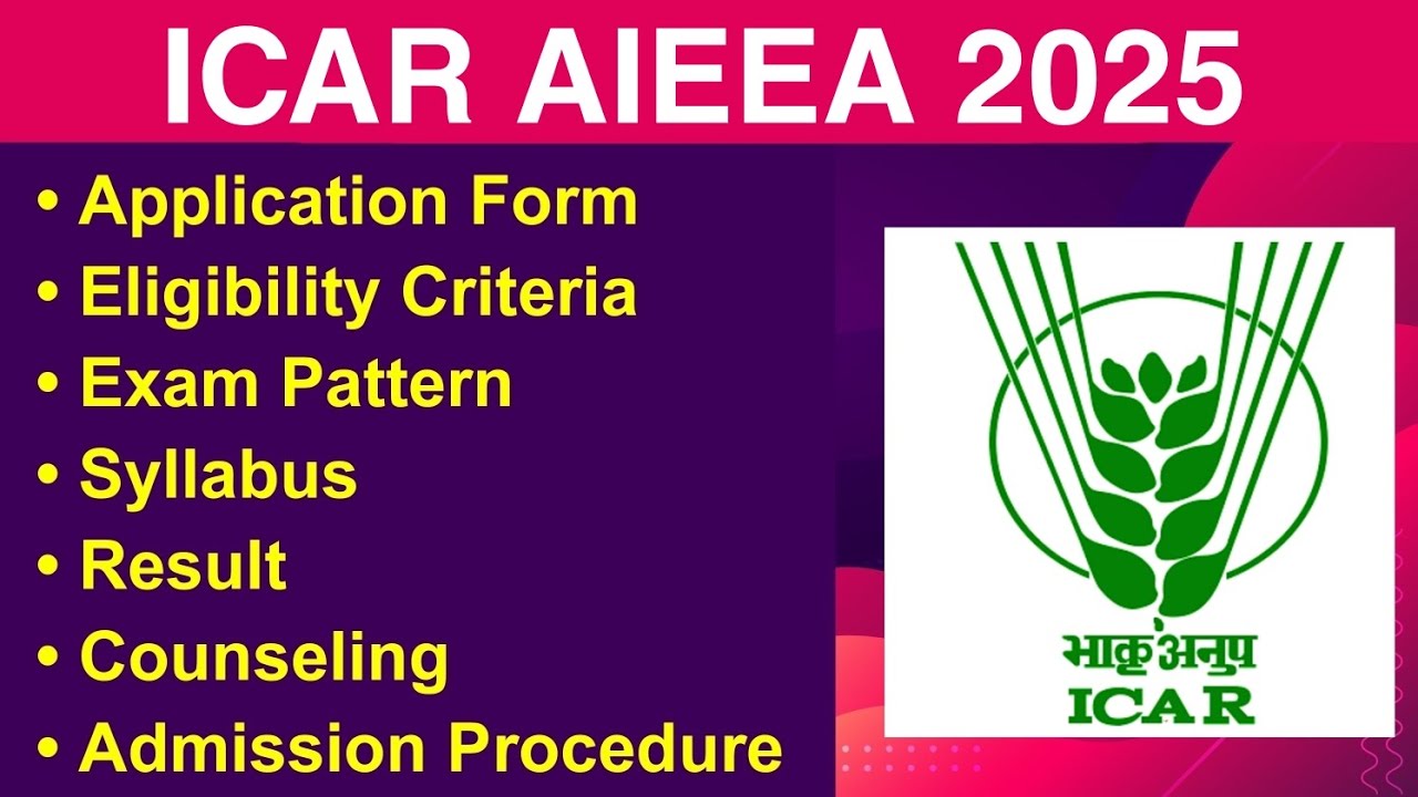 ICAR AIEEA 2025 - Eligibility Criteria, Exam Date, Application form, Syllabus