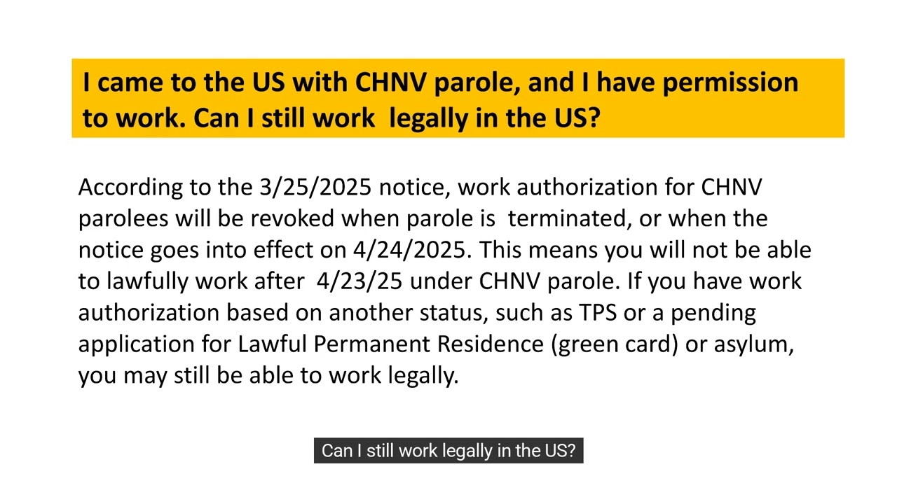 CHNV Parole Termination Guidance