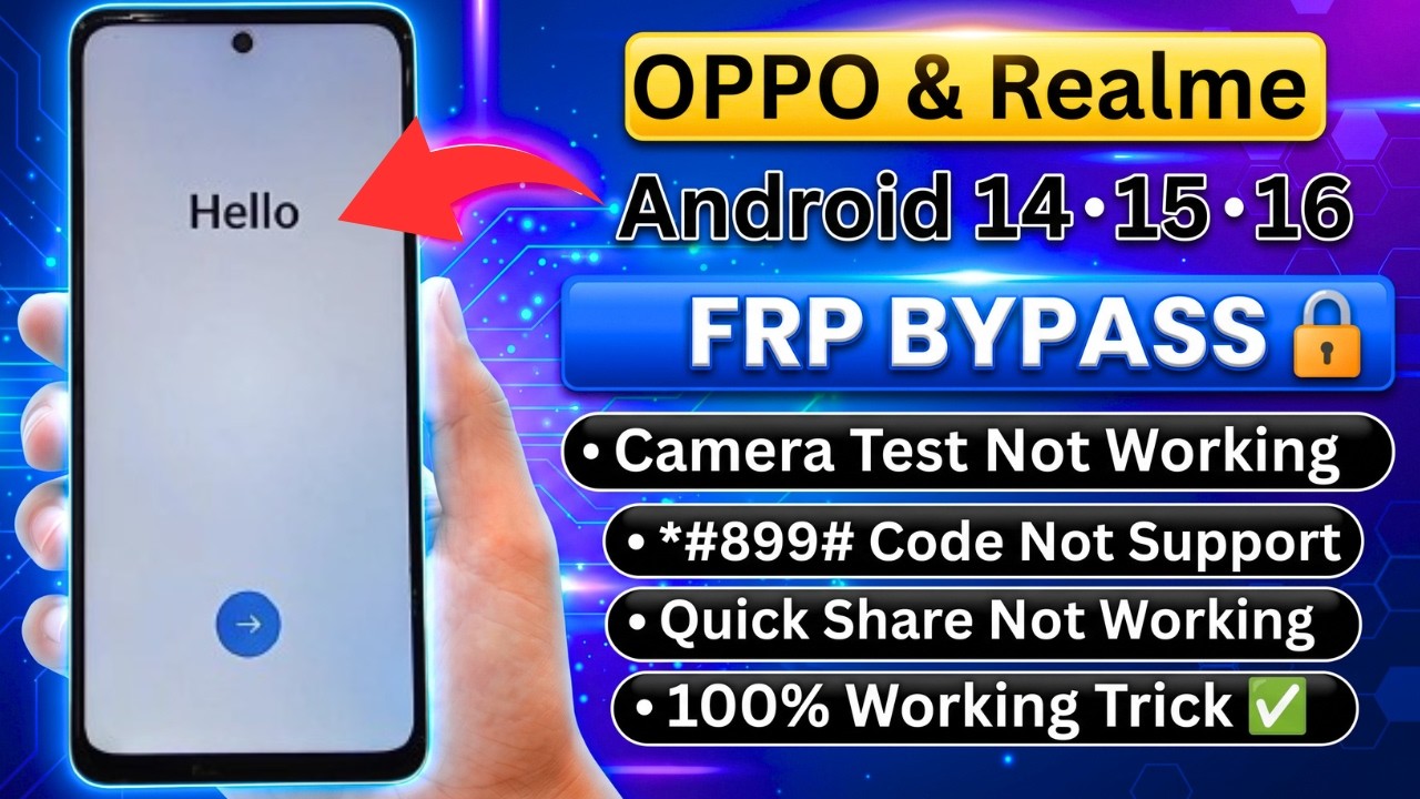 OPPO & Realme FRP Bypass Android 14/15/16 (2026) | No Camera Test | No #899# | Quick Share Not Work