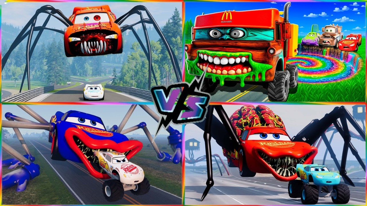 Mcqueen Monster😈 Spiderman Mcqueen🕷️ New Monster truck🤯 Mcqueen Zombie🤩