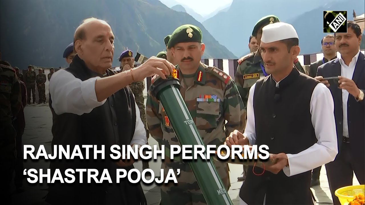 Uttarakhand: Defence Minister Rajnath Singh performs &lsquo;Shastra Pooja&rsquo; in Chamoli