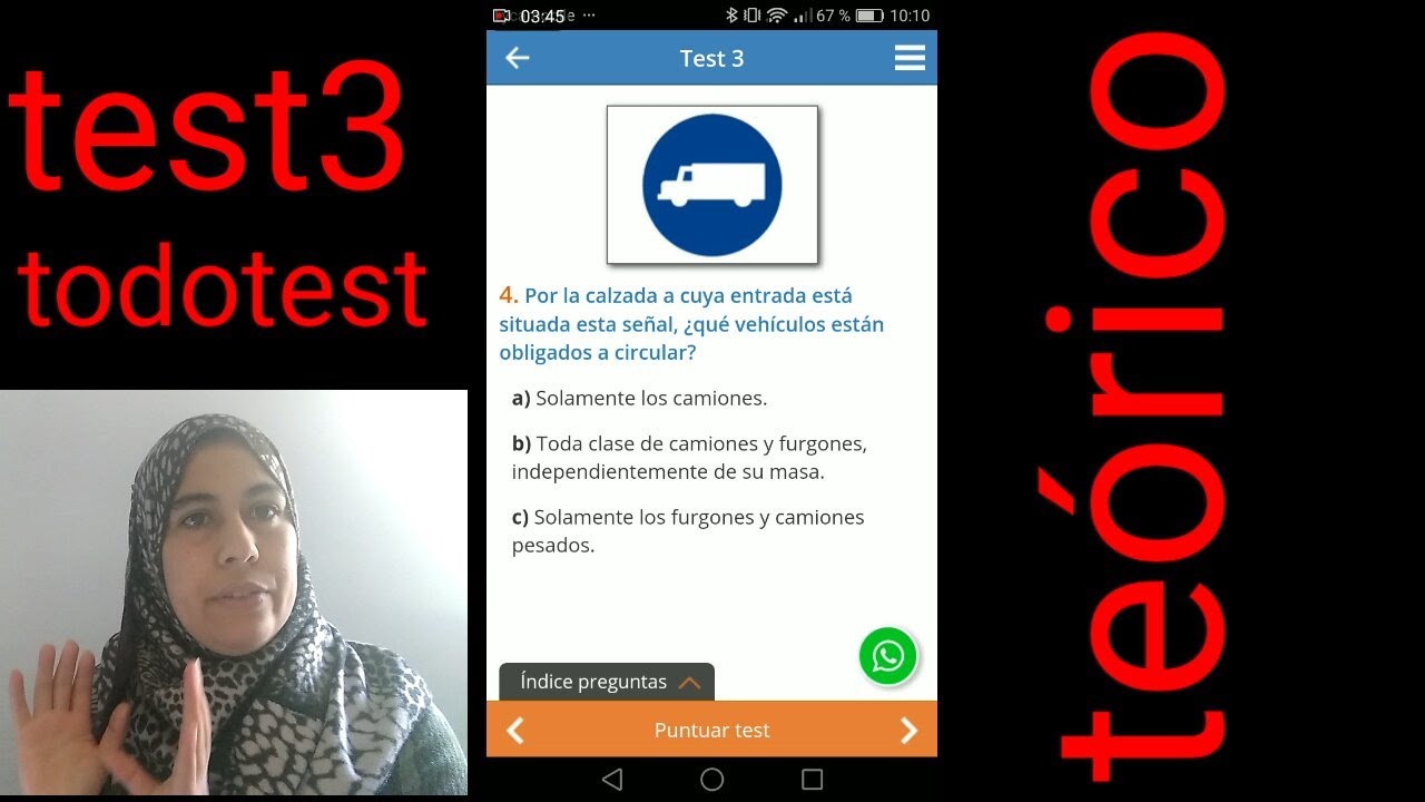 Test3,شرح مفصل ومبسط بالعربية لعندوم اللغة ضعيفة،(carnet de conducir,teórico)  ,todotest )