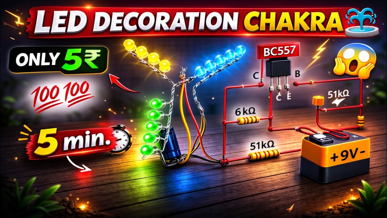 ₹5 में LED Decoration Chakra 🔥 5 Minute DIY Light Project ll Experiment Team 
