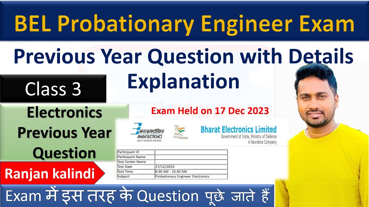 C3: BEL Probationary Engineer Electronics Previous Year Question Paper With Details Explanation