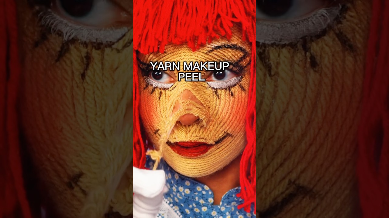 THE PEEL OF RAGGEDY ANN🧶 #yarnmakeup #yarn #makeuptransformation #makeup #sfxmakeup