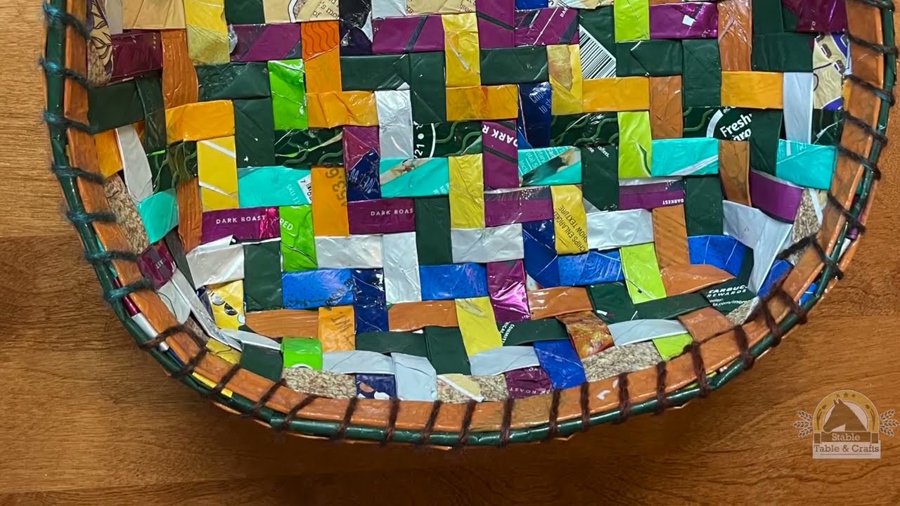 Basket weaving with plastic bags--Do this first