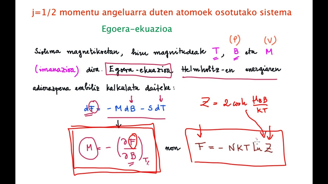 j=1/2 momentu angeluarra duten atomoek osotutako sistema: egoera-ekuazioa