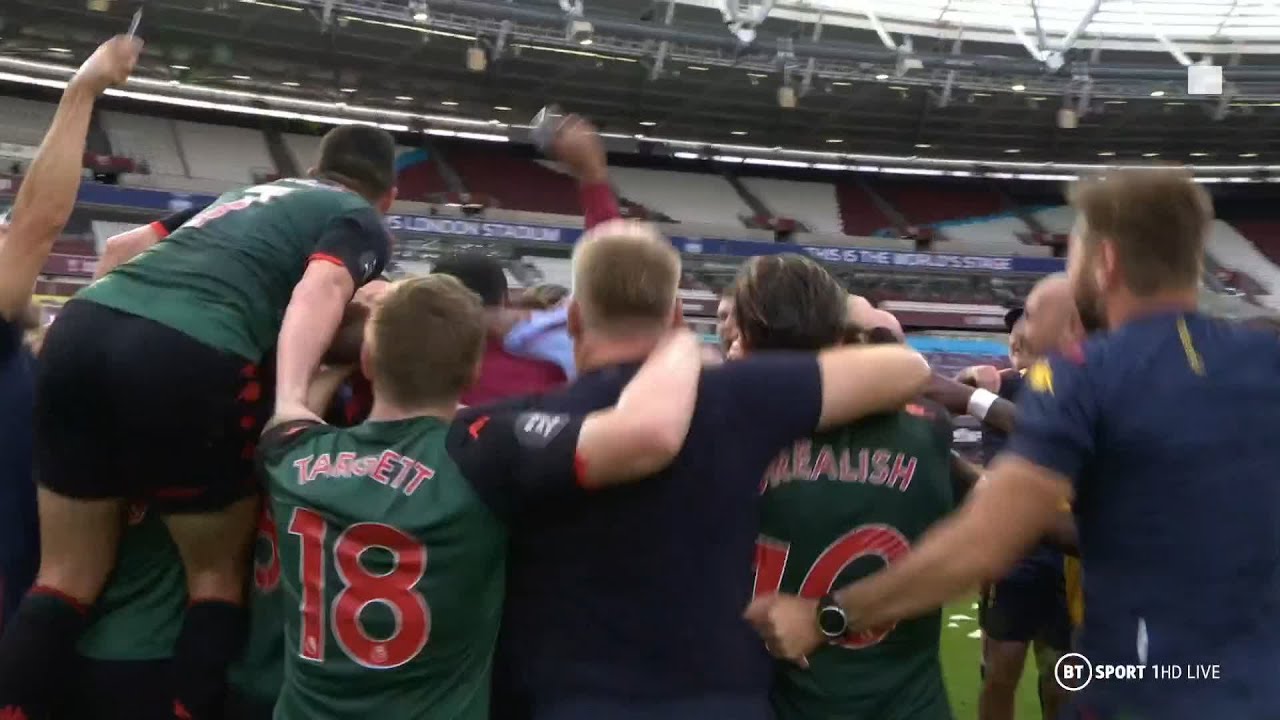 The moment Aston Villa learned they were staying in the Premier League!