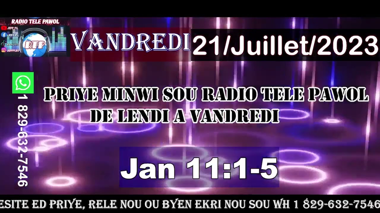 Priye de Gerizon Vandredi 21 Juillet 2023 Priye Minwi sou Radio Tele Pawol