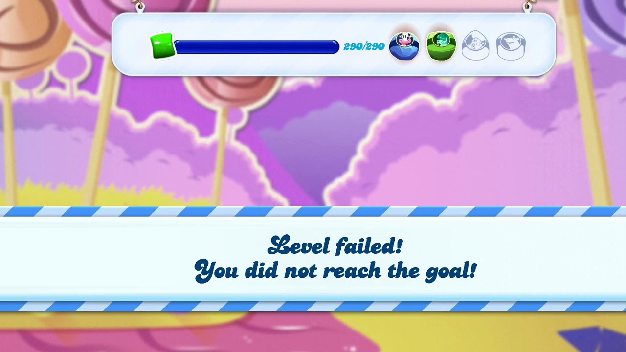Candy Crush Nightmarishly Hard Level (6974) Level Failed (Horizontal)