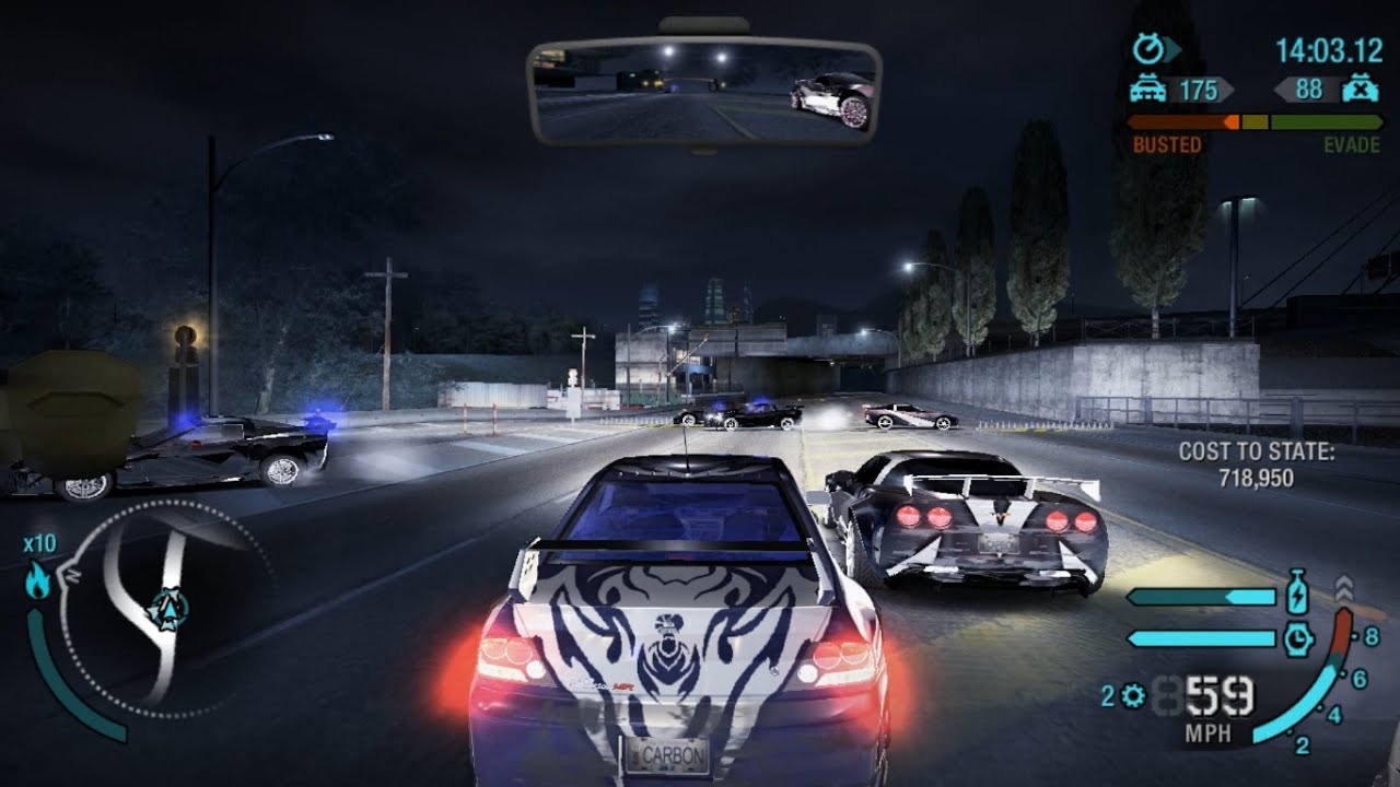 NFS Carbon Scorpio Mitsubishi Lancer Evolution IX MR Police Chase Pursuit Relentless