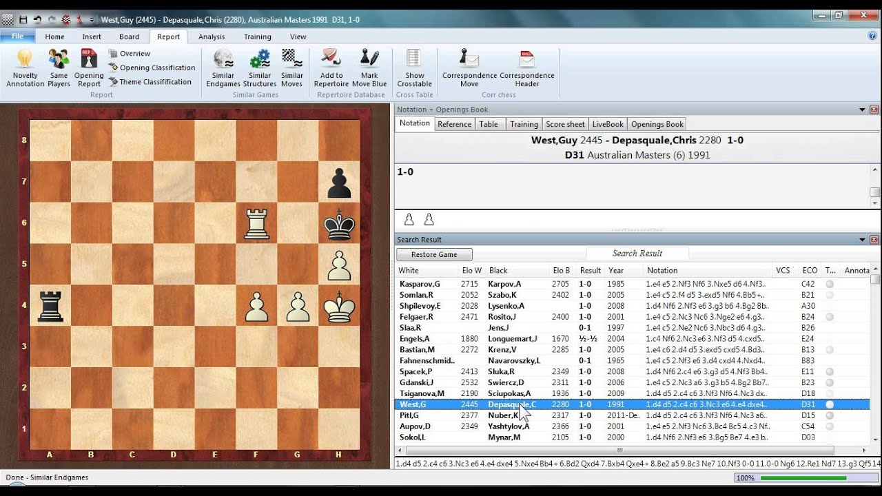 ChessBase 12 Similar endgames etc