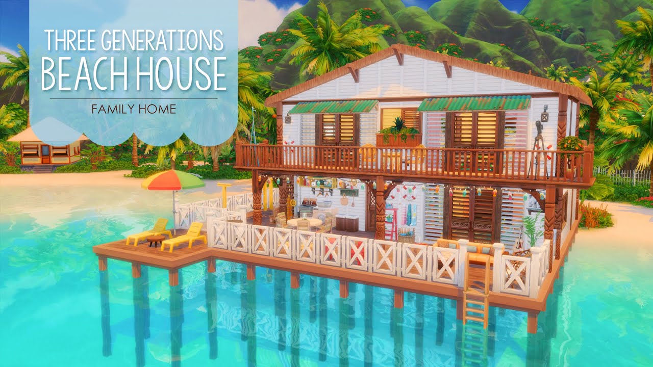 Family Beach House | The Sims 4 Stop Motion Build | NoCC