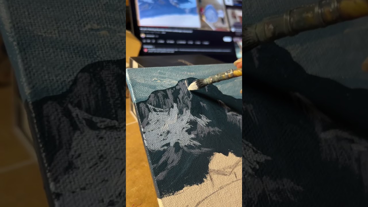Day 42 of art #acrylic #acryliconcanvas #canvas #mountain #paint