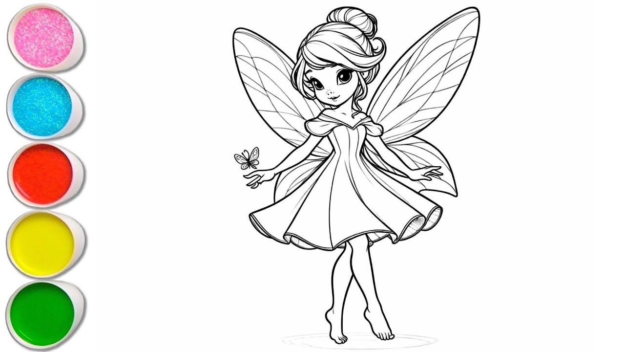 Cute Fairy Girl Drawing for kids, Painting & Coloring for kids, Toddlers | Let's Draw Together