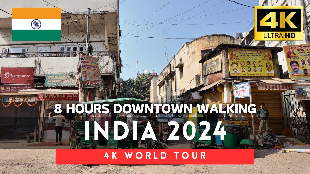🇮🇳India 4k walk - 8 Hours 4K Downtown Walking Tour in Kolkata, New Delhi, Amritsar｜Oct 2024