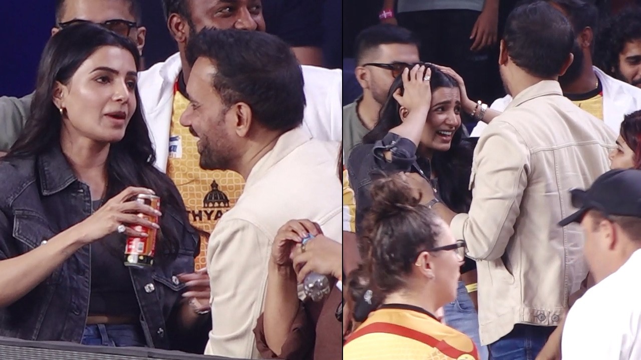 Samantha With Raj Nidimoru & Sunil Gawaskar At The Finale Of World Pickeball League Season 2