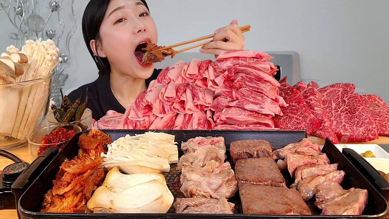 1++ 한우 살치살 갈빗살 차돌박이 3kg 마블링보소😍 한우먹방:)  I'm going to eat 3kg of beef, chuck flap tail, beef brisket.