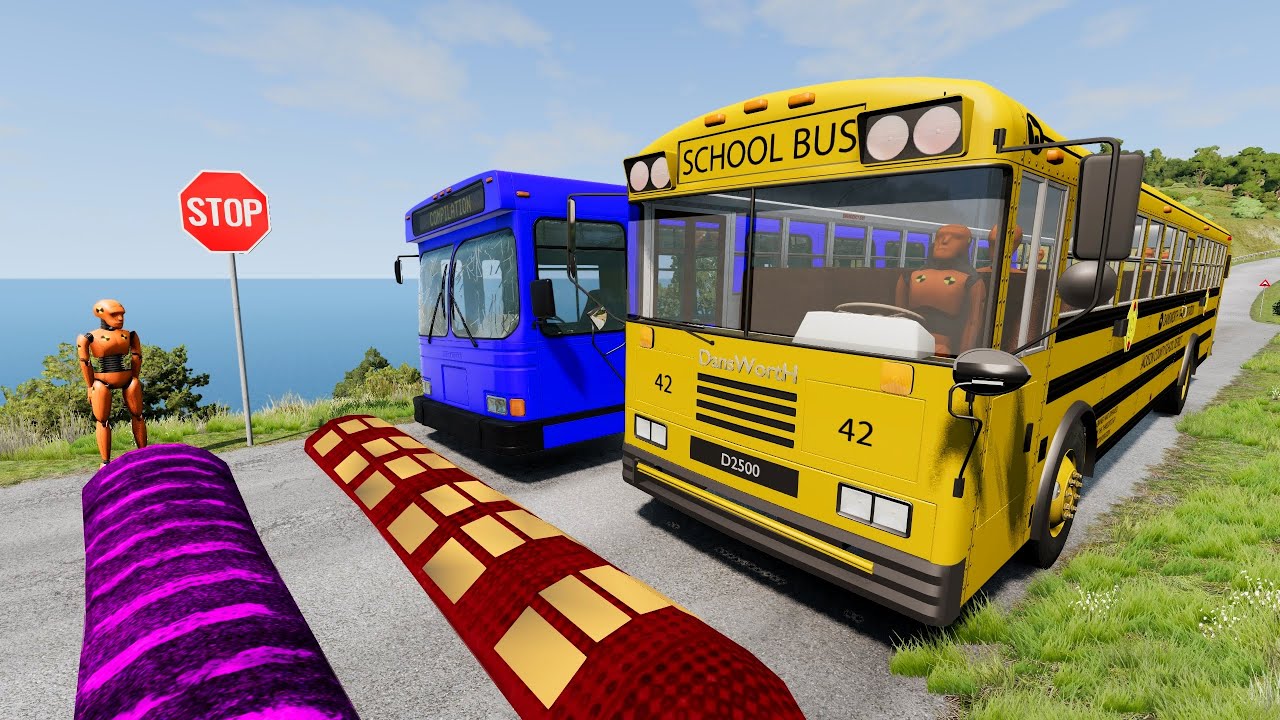 Buses vs Massive ⚠️ Speed Bumps⚠️ #4 – BeamNG.Drive