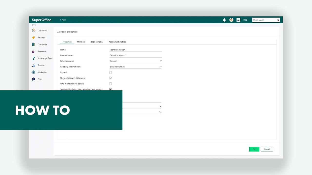 How to set up categories in SuperOffice Service