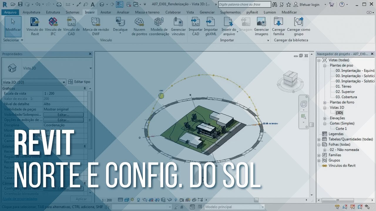 Revit | Norte Verdadeiro e Configuração do Sol