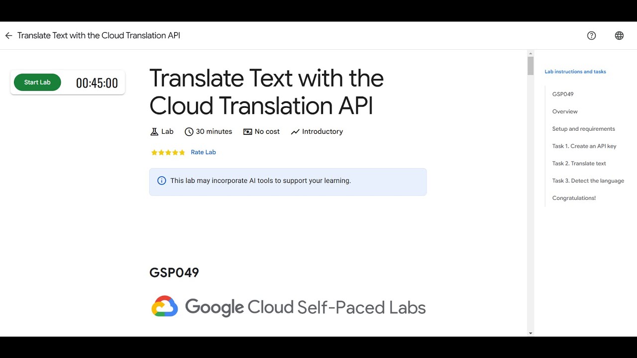 Translate Text with the Cloud Translation API |  Lab solution #arcade2025