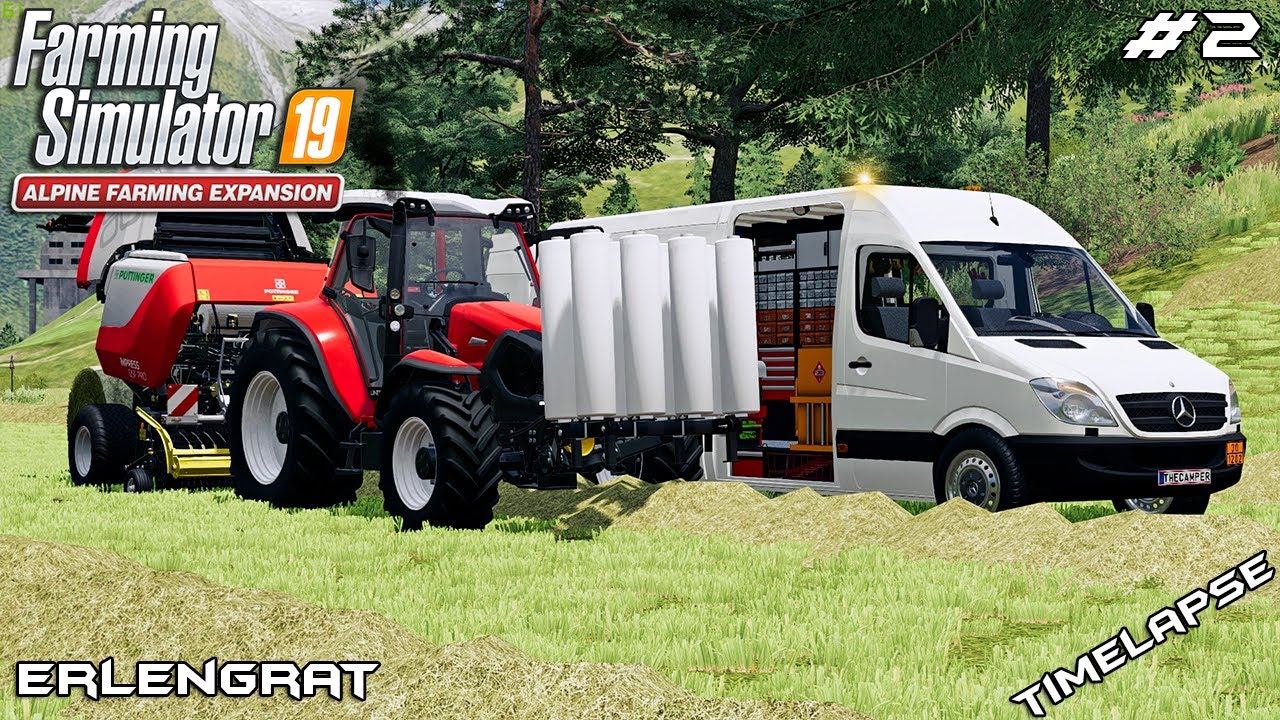 Baling hay & collecting bales | Animals on Erlengrat | Farming Simulator 19 | Episode 2