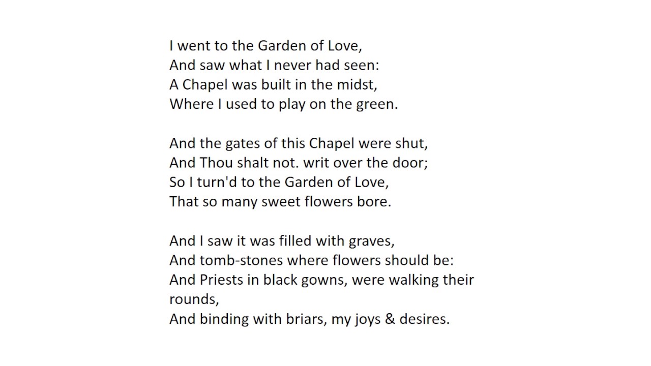 The Garden of Love by William Blake Analysis