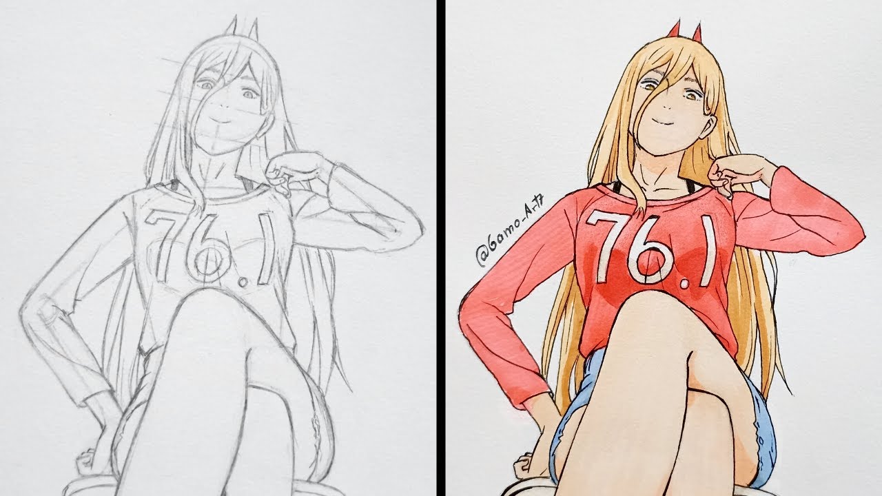 Como dibujar a POWER Paso a Paso - Chainsaw Man