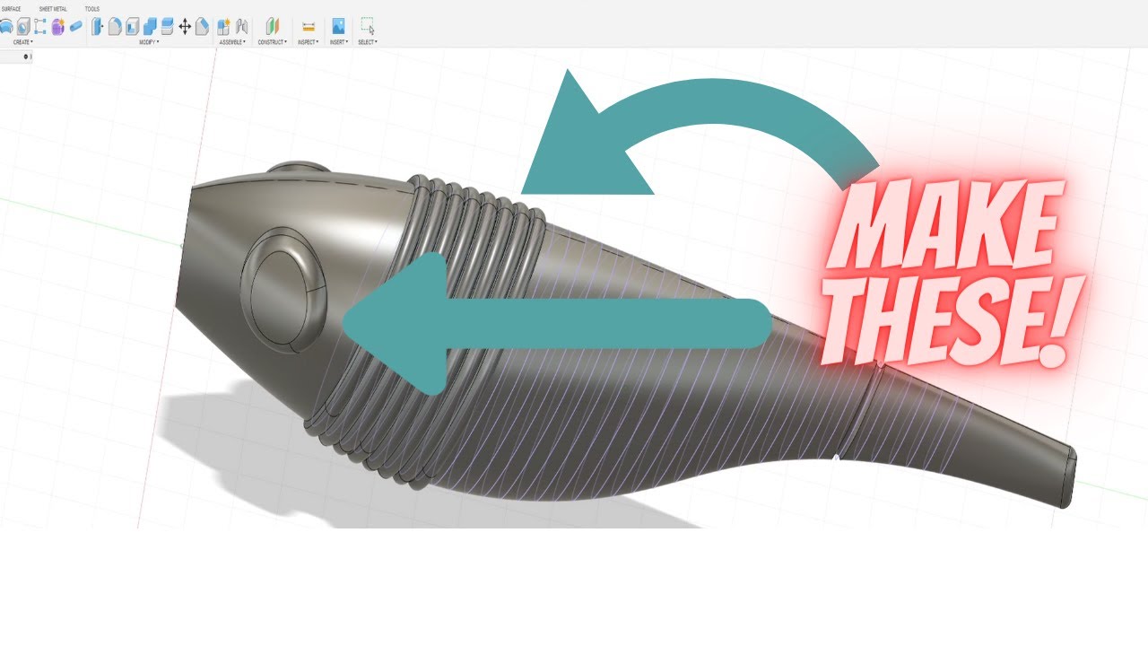 Дизайн рыболовной приманки Fusion 360 — добавляем глаза, плавники и ребра!