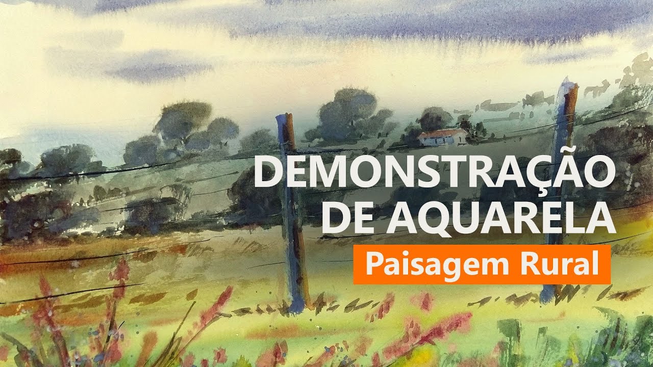 Pintura em Aquarela - Paisagem Rural