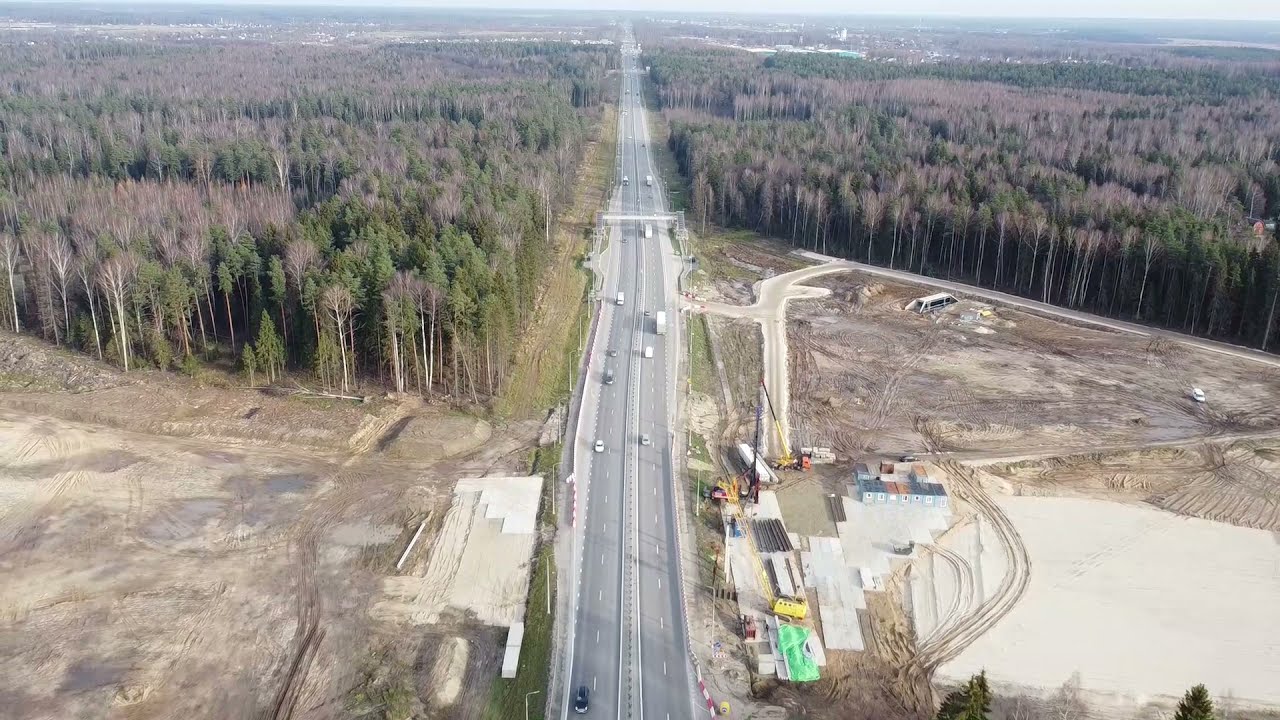 Строительство М12 в Петушинском районе / Полёт на квадрокоптере. Съёмка 26 октября 2021 г.