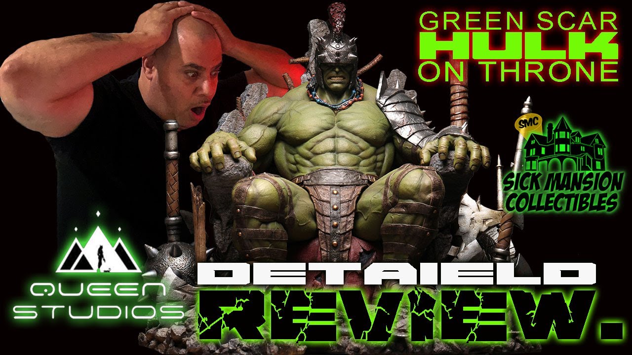4K Detailed look & review Queen Studios 1/4 Green Scar Hulk on Throne EP: (65) Statue of the year???